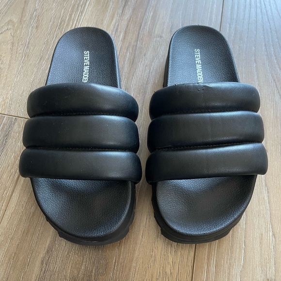 Steve Madden Padded Canny Black Slides sz 8 - Picture 10 of 16